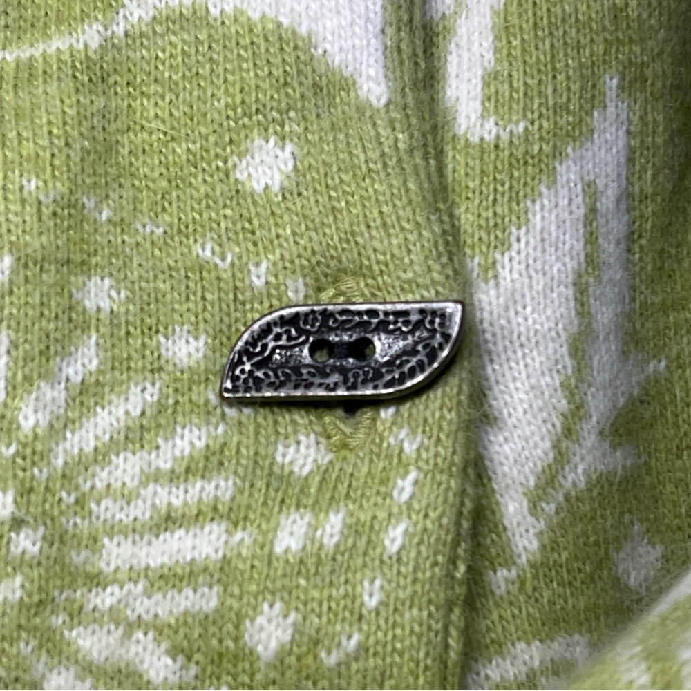 Icelandic Designs Angora Button Cardigan Floral Soft Green Women’s Small - Picture 8 of 11